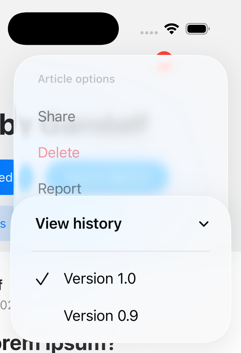 Header item with menu